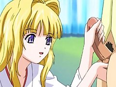 A Blonde Hentai Girl Enjoys A Big Cock Between Her Large Breasts